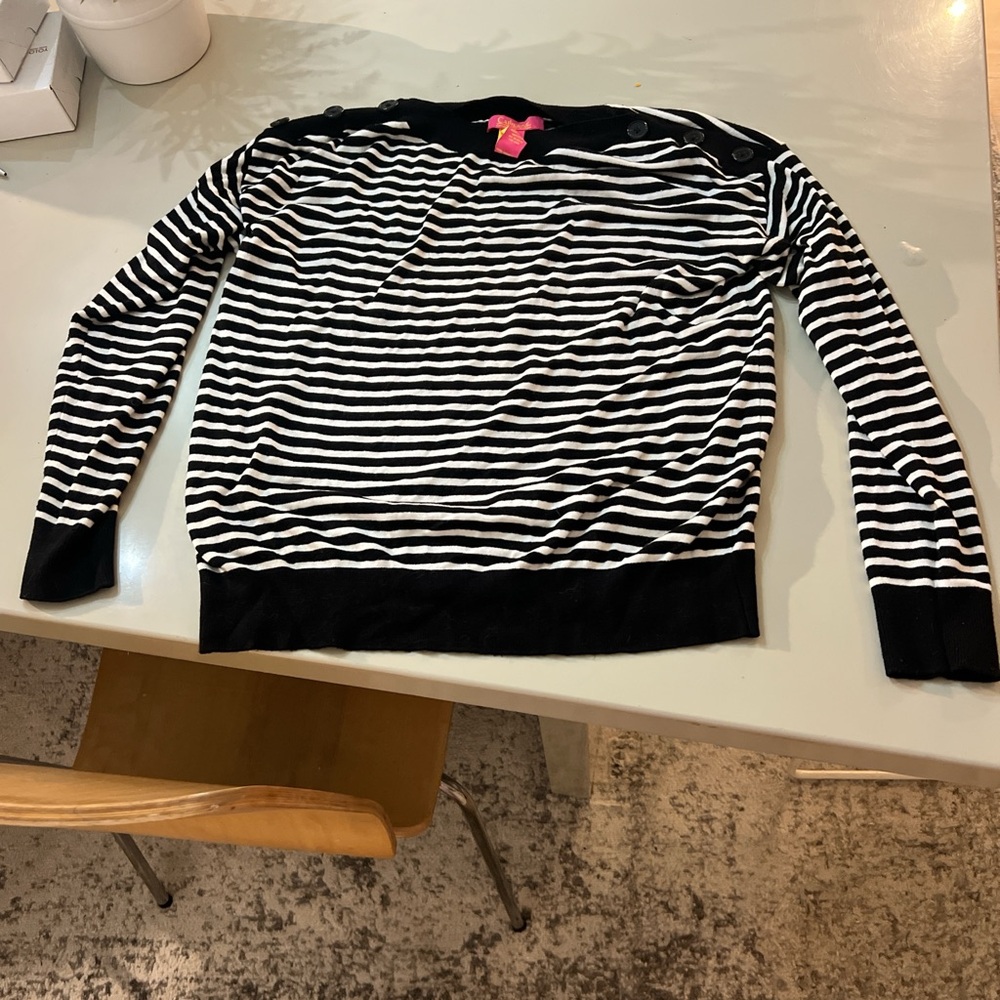 Catherine Malandrino Black and White Striped Sweater